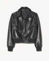 Nili Lotan Redley Leather Bomber Jacket In Black