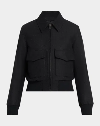 Nili Lotan Redley Virgin Wool Bomber Jacket In Blue