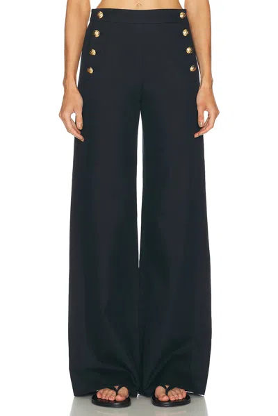 Nili Lotan Reed Button-embellished Trousers In Blue