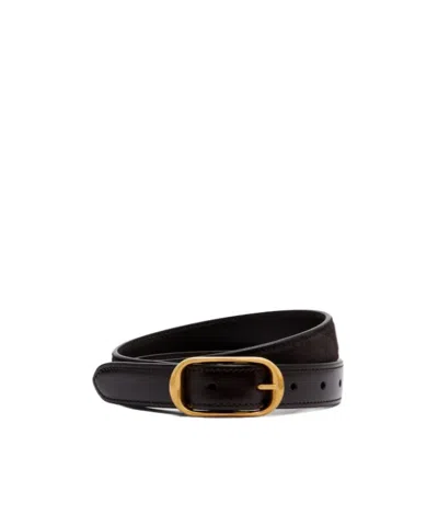 Nili Lotan Reine Leather And Suede Belt In Black