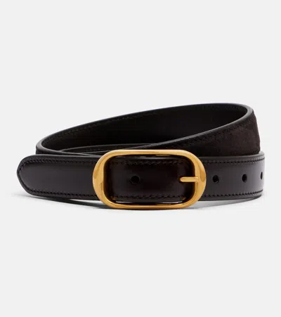 Nili Lotan Reine Leather And Suede Belt In White