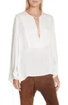 Nili Lotan Rena Tie Neck Silk Top In Ivory In White