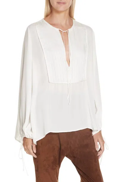 Nili Lotan Rena Tie Neck Silk Top In Ivory In White