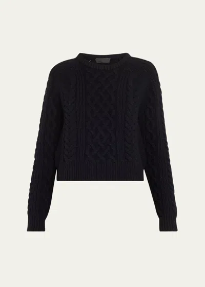 Nili Lotan Renata Cable Cashmere Sweater In Dark Navy