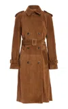 Nili Lotan Renea Suede Trench Coat In Brown