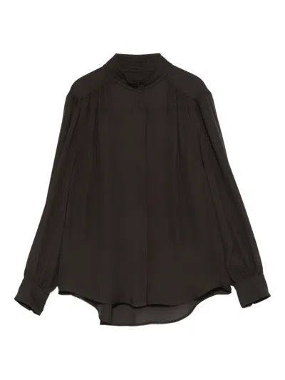 Nili Lotan Revi Buttoned Collarless Top In Black