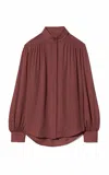 Nili Lotan Revi Pleated Silk Top In Red