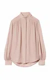 Nili Lotan Revi Pleated Silk Top In Tan