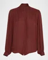 Nili Lotan Revi Silk Button-down Blouse In Brown