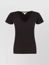 Nili Lotan Ribbed Neckline Short Sleeve V-neck T-shirt