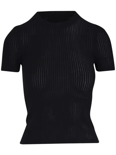 Nili Lotan Ribbed T-shirt In Black