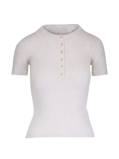 Nili Lotan Ribbed-knit Short-sleeve Sweater In Neutral