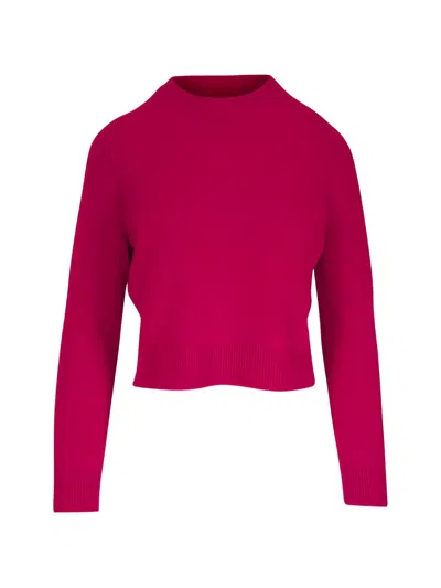 Nili Lotan Ribbed-trim Cropped Sweater In Burgundy