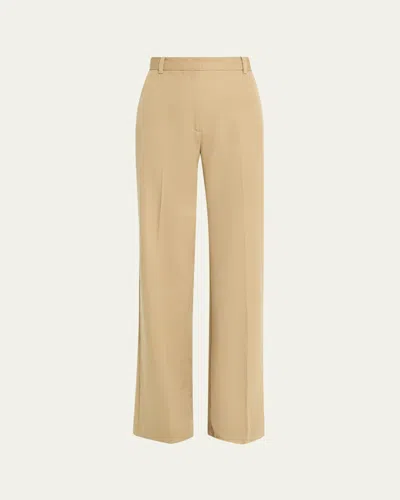 Nili Lotan Rivers High-waisted Straight-leg Trousers In Brown