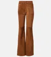 Nili Lotan Roe Suede Flared Pants In Brown