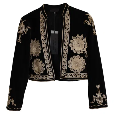 Nili Lotan Rohan Embroidered Jacket In Black Velvet