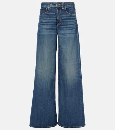 Nili Lotan Rolland Mid-rise Wide-leg Jeans In Blue