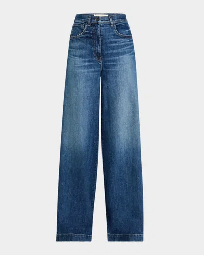 Nili Lotan Rolland Wide-leg Jeans In Simon Wash