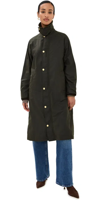 Nili Lotan Romauld Corduroy-trimmed Waxed Cotton-canvas Coat In Dark Hunter Green