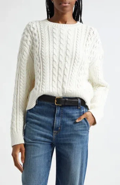 Nili Lotan Rory Cable Cotton Crewneck Sweater In White