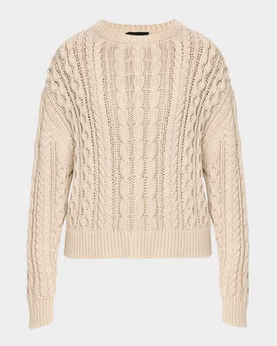 Nili Lotan Rory Cable Open-weave Cotton Sweater In Light Beige