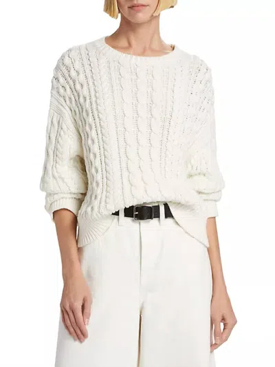Nili Lotan Rory Cotton Cable Knit Sweater In Ivory In Multi