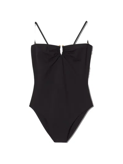 Nili Lotan Ruched-detail Spaghetti-strap Swimsuit In Brown