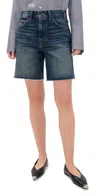 Nili Lotan Russel Low-rise Denim Shorts In Simon Wash