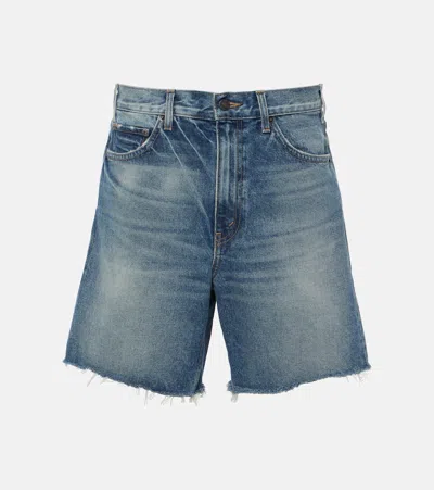 Nili Lotan Russel Low-rise Denim Shorts In Blue