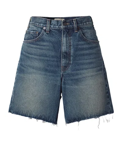 Nili Lotan Russel Raw Edge Denim Shorts In Blue