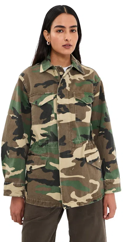 Nili Lotan Sacha Camouflage-print Cotton-drill Jacket In Green