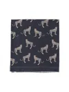Nili Lotan Animal Motif Scarf Fringed Edges In Blue
