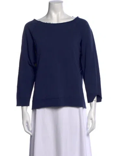 Pre-owned Nili Lotan Scoop Neck Three-quarter Sleeve Sweatshirt In Blue