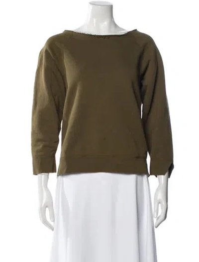 Pre-owned Nili Lotan Scoop Neck Three-quarter Sleeve Sweatshirt In Green