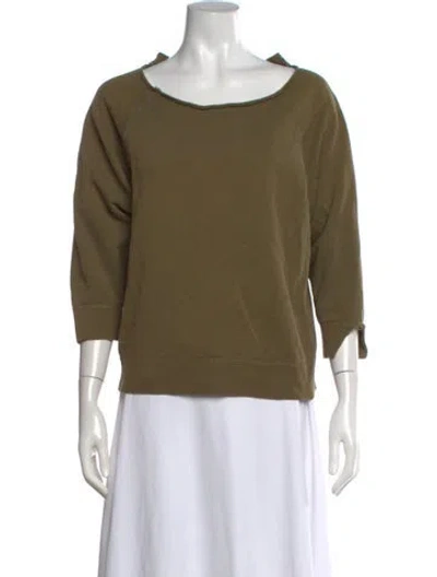 Pre-owned Nili Lotan Scoop Neck Three-quarter Sleeve Sweatshirt In Green