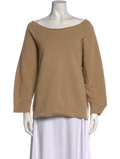 Pre-owned Nili Lotan Scoop Neck Three-quarter Sleeve Sweatshirt In Neutral
