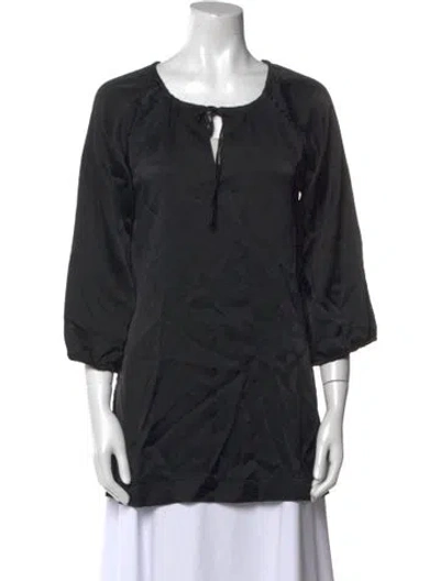 Pre-owned Nili Lotan Scoop Neck Three-quarter Sleeve Tunic In Black