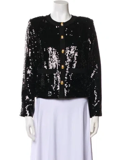Pre-owned Nili Lotan Sequin Printed Evening Jacket In Black