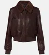 Nili Lotan Shearling-trimmed Leather Jacket In Brown