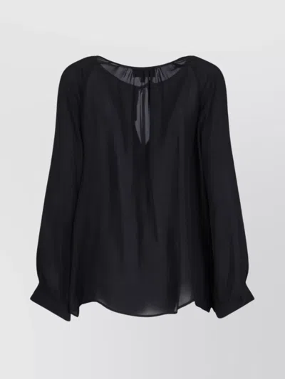 Nili Lotan Sheer Fabric Tie Detail Long Sleeves In Black