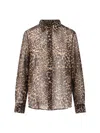 Nili Lotan Gaia Polka-dot Silk Slim Button-down Shirt In Animal Print