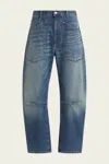 Nili Lotan Shon Barrel Jeans In Classic Wash In Blue