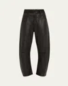 Nili Lotan Shon Barrel Leather Pants In Black