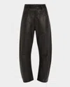 Nili Lotan Shon Barrel Leather Pants In Black