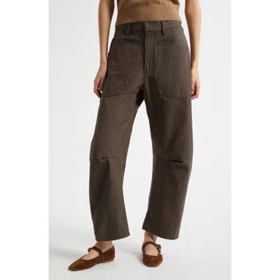 Nili Lotan Shon Barrel Leg Cotton Twill Pants In Vintage Railroad Stripe