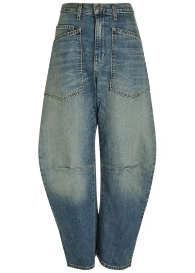 Nili Lotan Shon Barrel-leg Jeans In Blue