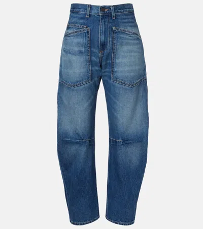 Nili Lotan Shon Barrel-leg Jeans In Blue