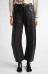 Nili Lotan Shon Barrel Leather Pants In Black