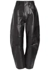 Nili Lotan Shon Barrel-leg Leather Trousers In Black