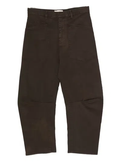 Nili Lotan Shon Barrel-leg Trousers In Brown